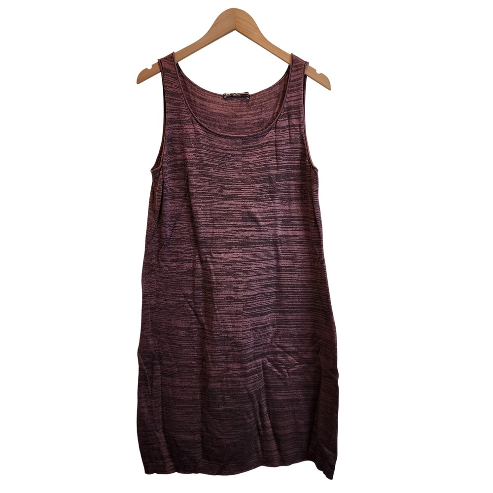 Peruvian Connection Knit Dress Womens L Purple Space Dye Pima Cotton Sleeveless